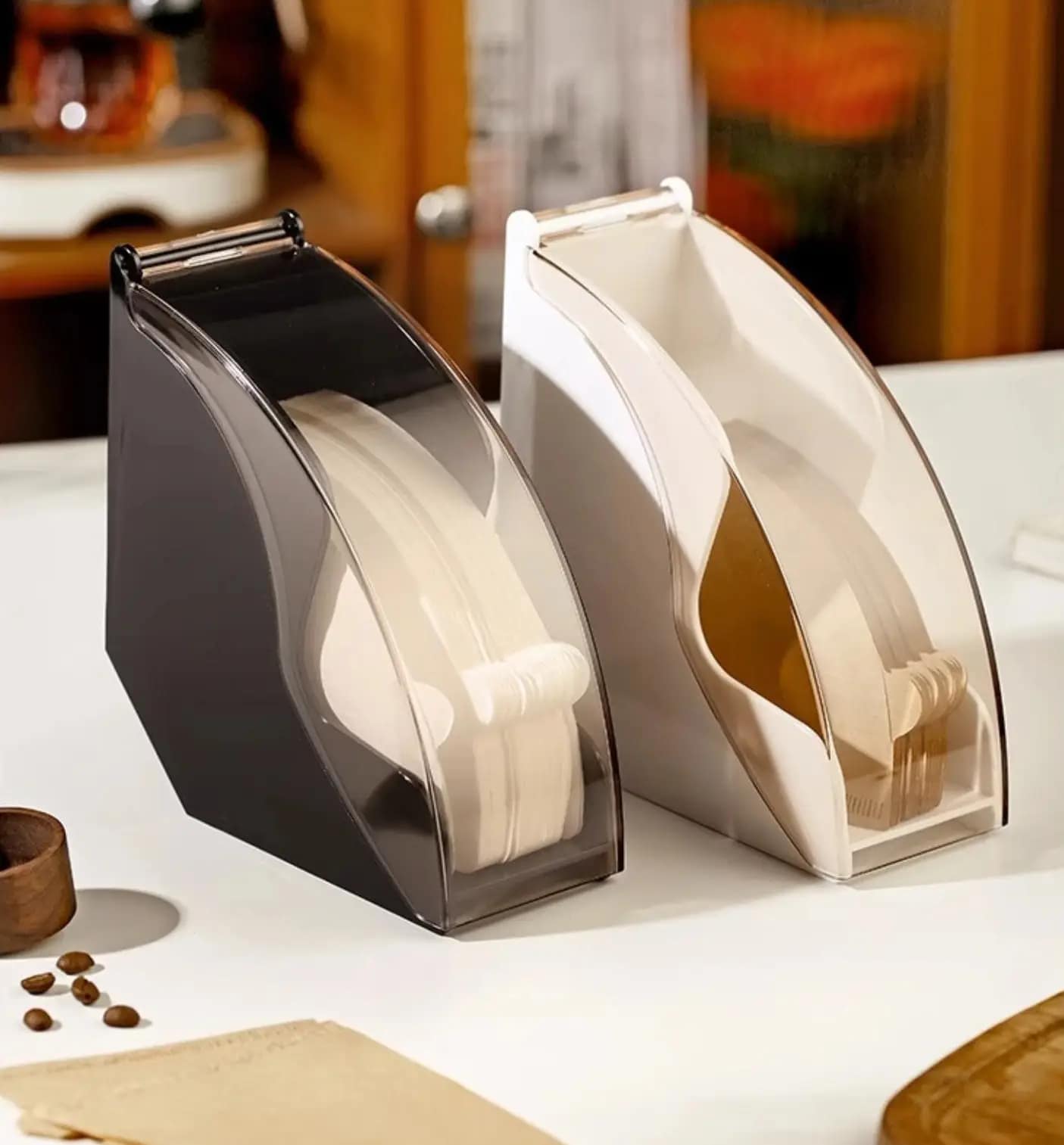 Fdit Acrylic Coffee Filter Paper Holder with Dustproof Cover - Image 7